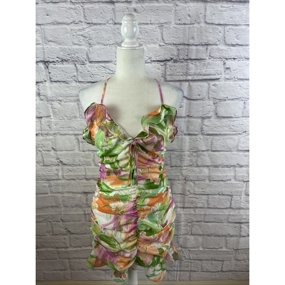 Lost & Wander NWT Fairycore Girly Chiffon  Painterly Love Mini Dress Size Small